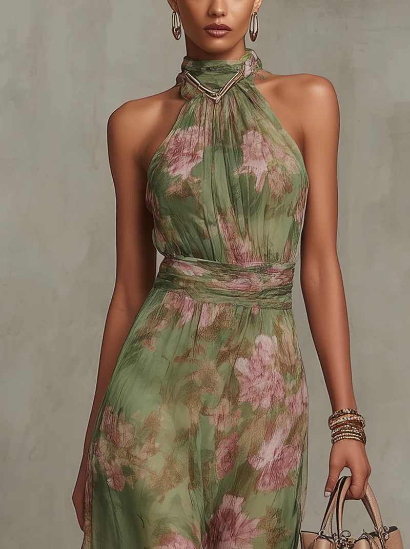 Livia | Robe Maxi Halter Florale